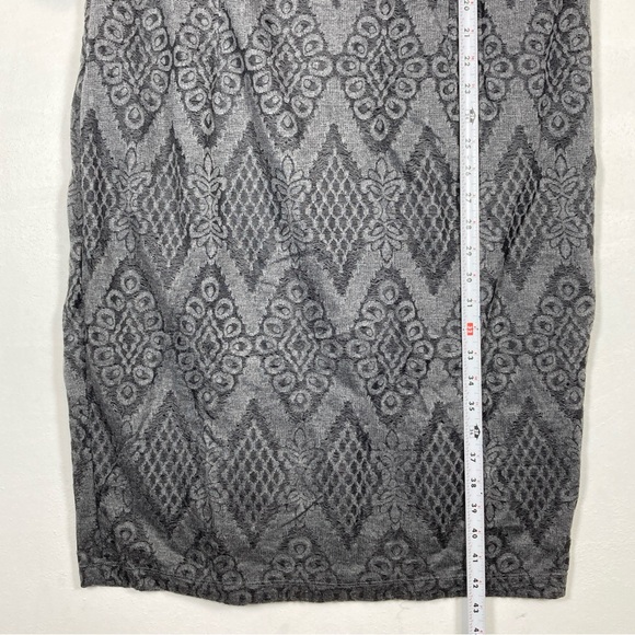 Bisou Bisou Michele Bohbot Midi Dress Lace Size 16 Argyle Zipper Charcoal Boho - Picture 6 of 16